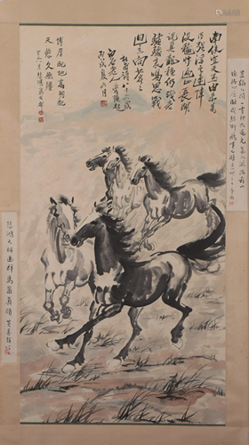 A CHINESE PAINTING DEPICTING FOUR GALLOPING HOR…