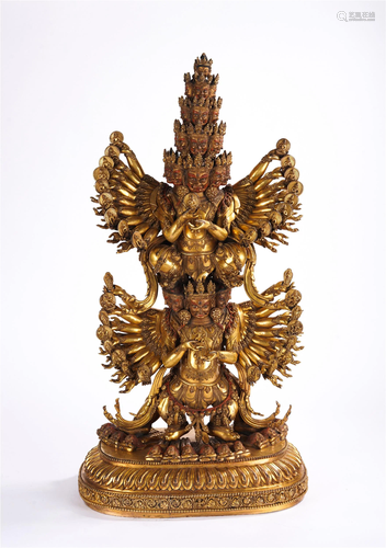 A CHINESE GILT BRONZE FIGURE OF BUDDHA