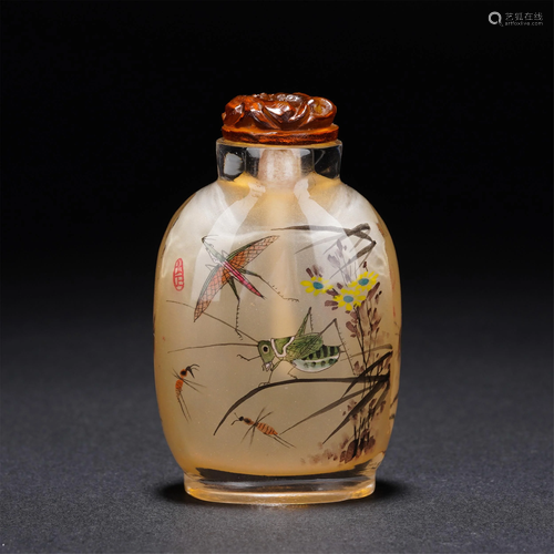 A CHINESE INNER PAINTED GLASS SNUFF BOTTLE