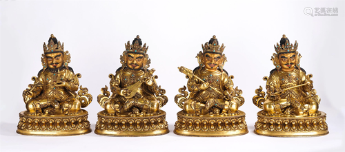 A GROUP OF FOUR CHINESE GILT BRONZE FIGURE OF BUDDHAS