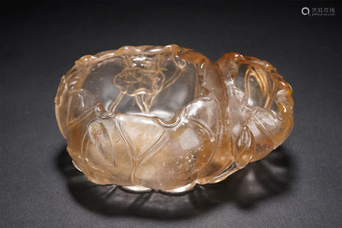 A CHINESE LOTUS-LEAF SHAPED CRYSTAL BRUSH WASHER