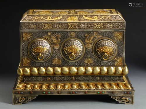 A GILT BRONZE BOX FOR BUDDHIST SCRIPTURES