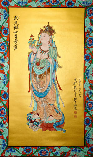 Chinese Painting Of Golden Buddha Statue - Zhang Daqian