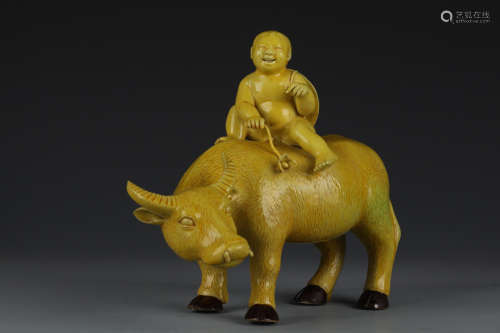Chinese Yellow Glazed Figure Ornaments