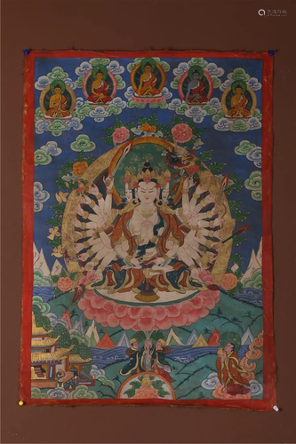 A GUANYIN BODHISATTVA BUDDHA THANGKA.