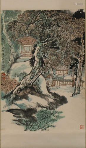 A CHINESE LANDSCAPE PAINTING HANGING SCROLL