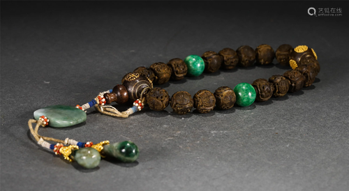 A CHINESE 18-BEAD CHENXIANG WOOD PRAYER BEADS