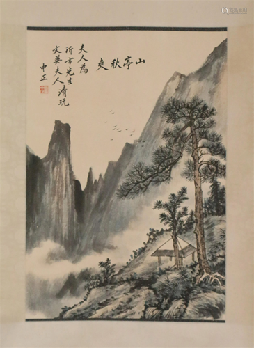 A CHINESE LANDSCAPE PAINTING HANGING SCROLL