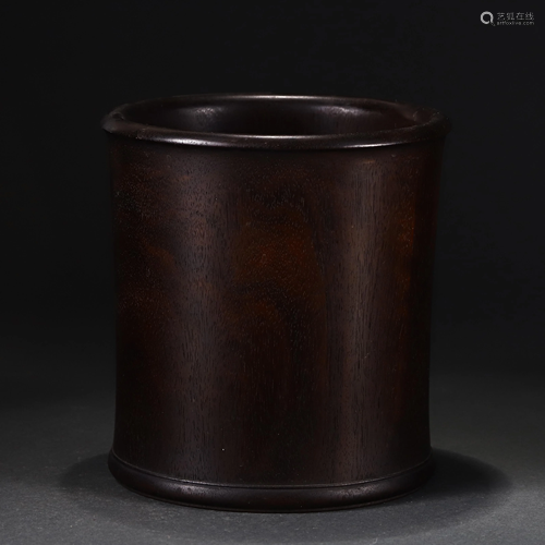 A CHINESE ZITAN WOOD BRUSH POT