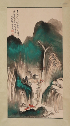 A CHINESE LANDSCAPE PAINTING HANGING SCROLL