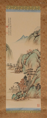 A CHINESE LANDSCAPE PAINTING HANGING SCROLL