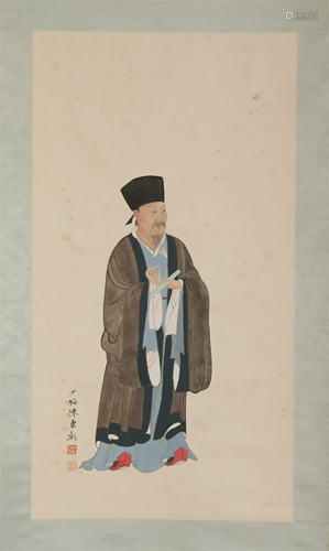 A CHINESE FIGURE PAINTING HANGING SCROLL