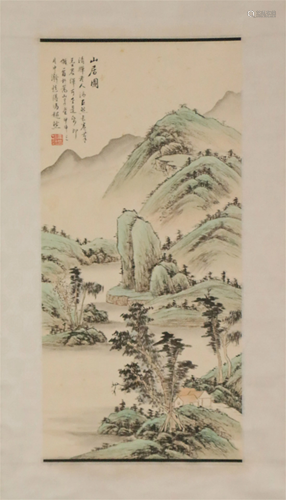 A CHINESE LANDSCAPE PAINTING HANGING SCROLL