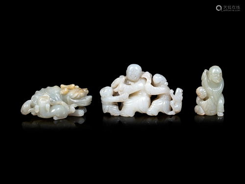 Three Chinese Celadon Jade Carvings