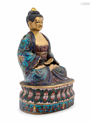 A Chinese Cloisonné Enamel Figure of Buddha