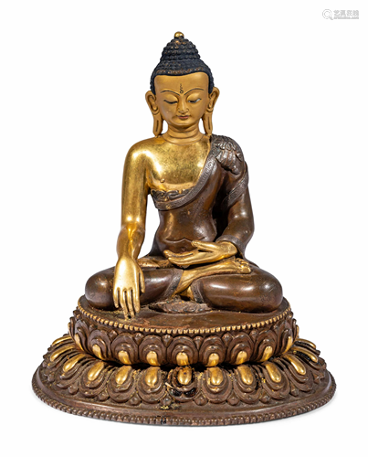 A Sino-Tibetan Gilt Bronze Figure of Buddha