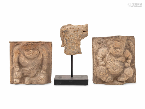 Three Chinese Grey Stone Carvings