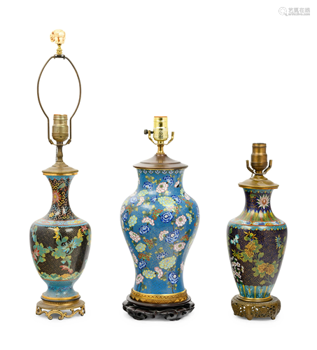 Three Chinese Cloisonné Enameled Vases