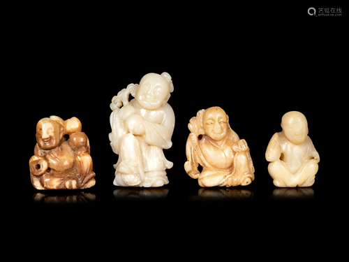 Four Chinese Hardstone Figures of Boys