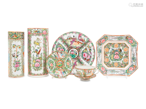Six Chinese Export Rose Medallion Porcelain Articles