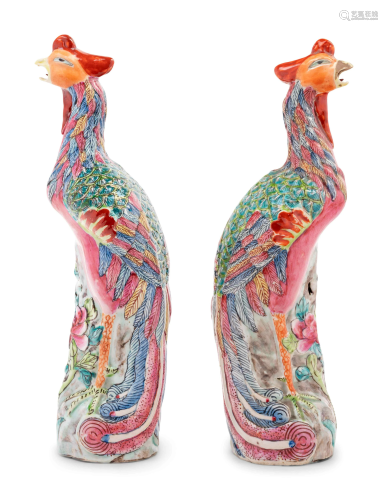 A Pair of Chinese Export Famille Rose Porcelain Figures