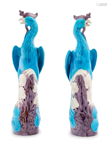 A Pair of Chinese Export Turquoise, White and Purple