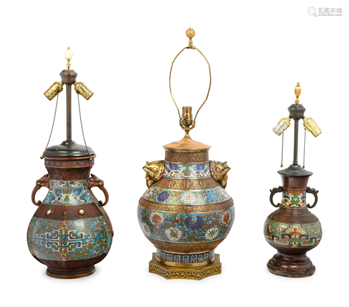 Six Japanese Cloisonné Enameled Vases