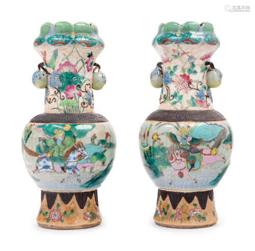 A Pair of Chinese Iron Decorated Famille Rose Porcelain