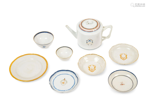 Eight Chinese Export Porcelain Tea Wares