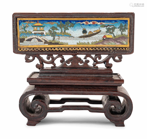 A Chinese Cloisonné Enamel Inset Hardwood Table