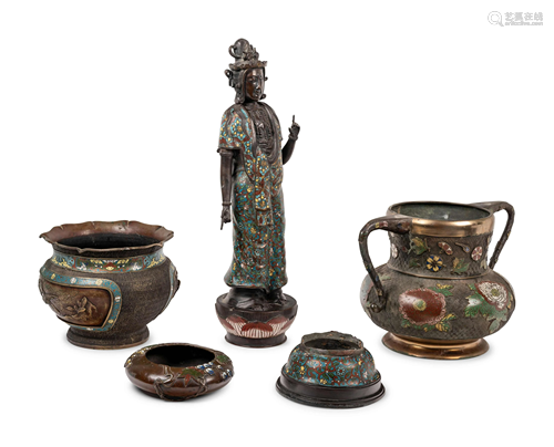 Four Japanese Champlevé and Cloisonné