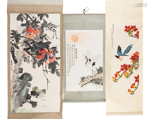 Three Chinese Paintings Scrolls