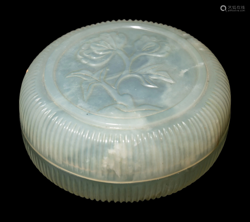 A Small Chinese White Jade Circular Covered Box and A