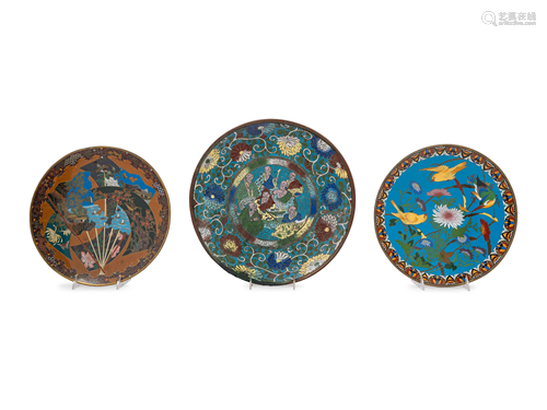 13 Japanese Cloisonné Plates