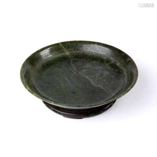 Nephrite jade shallow dish Chinese, 19th Century the dish wi...