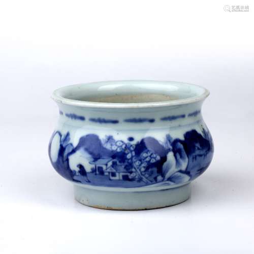 Blue and white vase Chinese, 18th Century decorated to the e...