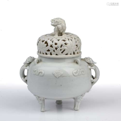 White glazed porcelain incense burner Chinese, 18th/19th Cen...