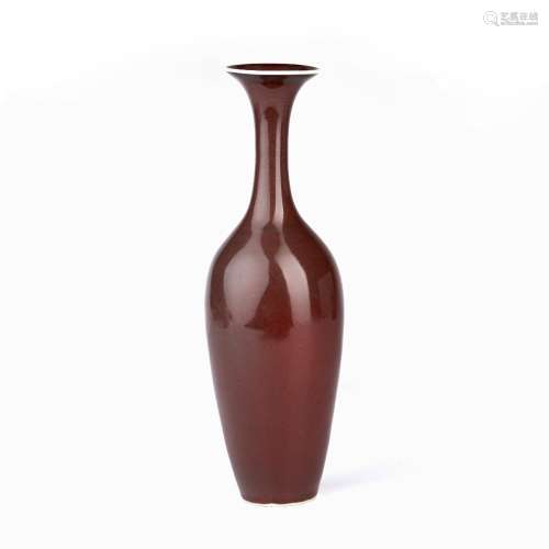 Monochrome decorated vase Chinese of copper red colour, with...