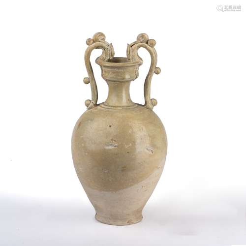 Cream glazed amphora vase Chinese, Tang period with a waiste...