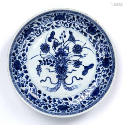 Ming style blue and white saucer dish Chinese, 18th/19th Cen...