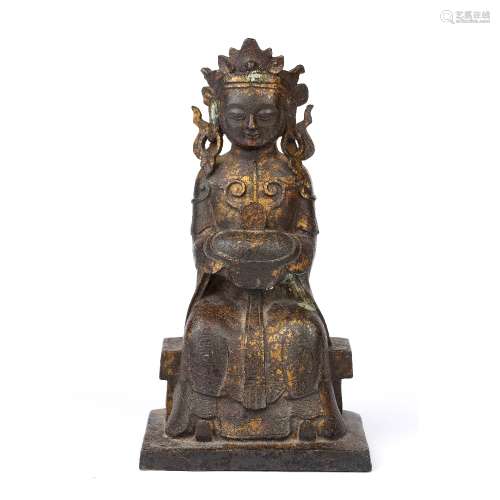 Gilt bronze seated figure of Guanyin Chinese, 17th/18th Cent...