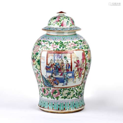 Canton famille verte porcelain vase and cover Chinese, 19th ...