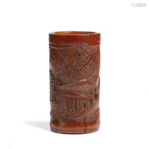 Carved bamboo brushpot Chinese, 18th/19th Century carved wit...