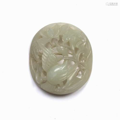 Oval jade oval mount / plaque Chinese, 19th Century carved w...