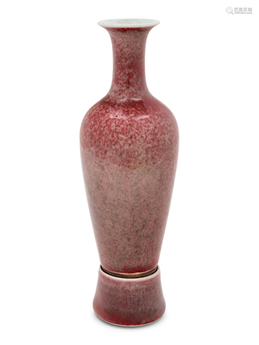 A Chinese Peachbloom Glazed Porcelain Amphora Vase