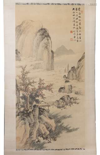 Scroll painting Chinese in the Ming style painted with a mou...