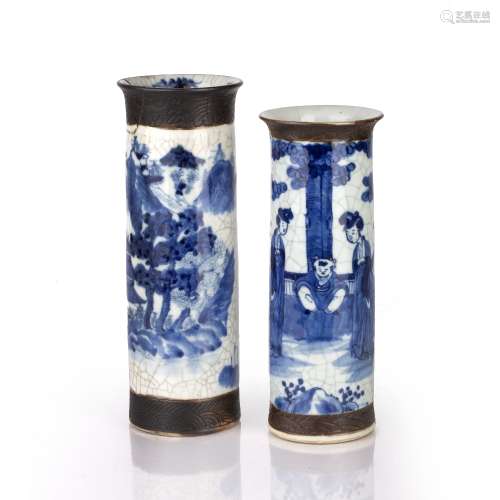 Two crackleware vases Chinese, late 19th Century with figure...