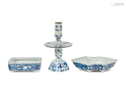 Three Chinese Export Blue and White Articles