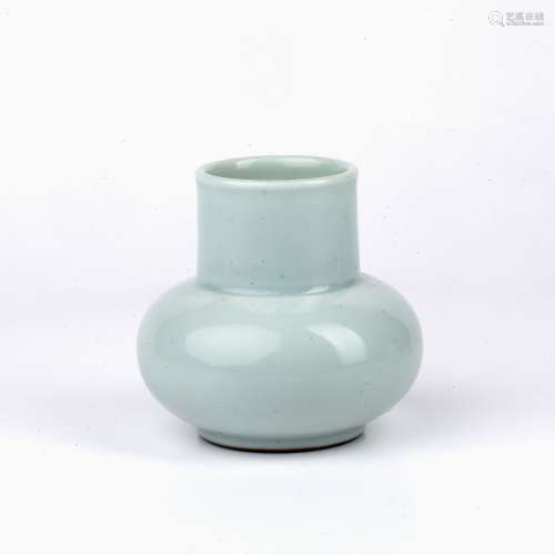 Small pale celadon vase Chinese the ovoid vase with blue Yon...