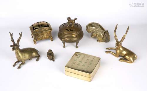 Group of metalware Chinese to include two censers, largest 1...